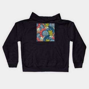 Doodle Pattern with Abstract Floral Motifs Kids Hoodie